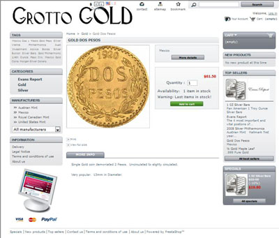Grotto Gold (grottogold.com) Dos Pesos Page